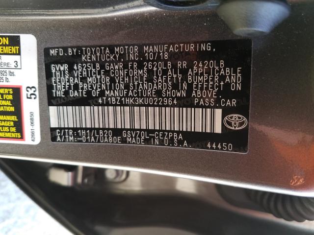 Photo 9 VIN: 4T1BZ1HK3KU022964 - TOYOTA CAMRY XSE 