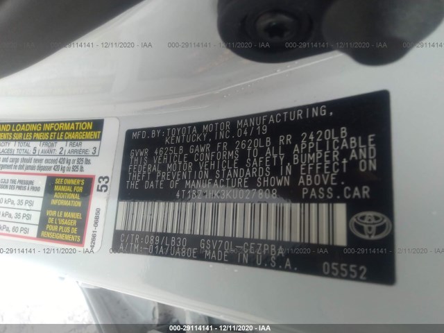 Photo 8 VIN: 4T1BZ1HK3KU027808 - TOYOTA CAMRY 