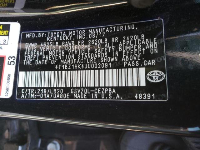 Photo 11 VIN: 4T1BZ1HK4JU002091 - TOYOTA CAMRY XSE 