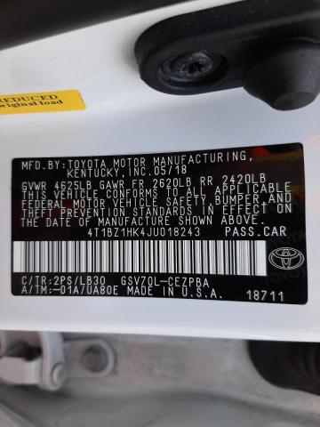 Photo 9 VIN: 4T1BZ1HK4JU018243 - TOYOTA CAMRY XSE 