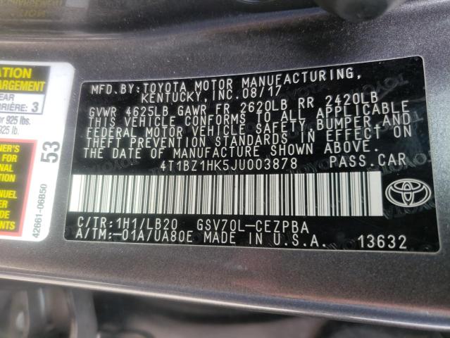 Photo 9 VIN: 4T1BZ1HK5JU003878 - TOYOTA CAMRY XSE 