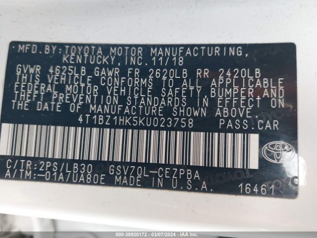 Photo 8 VIN: 4T1BZ1HK5KU023758 - TOYOTA CAMRY 