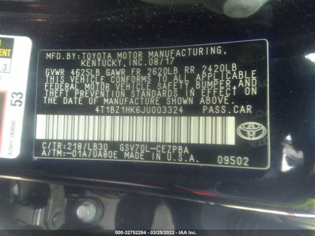 Photo 8 VIN: 4T1BZ1HK6JU003324 - TOYOTA CAMRY 