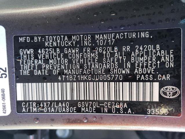 Photo 9 VIN: 4T1BZ1HK6JU005770 - TOYOTA CAMRY XSE 