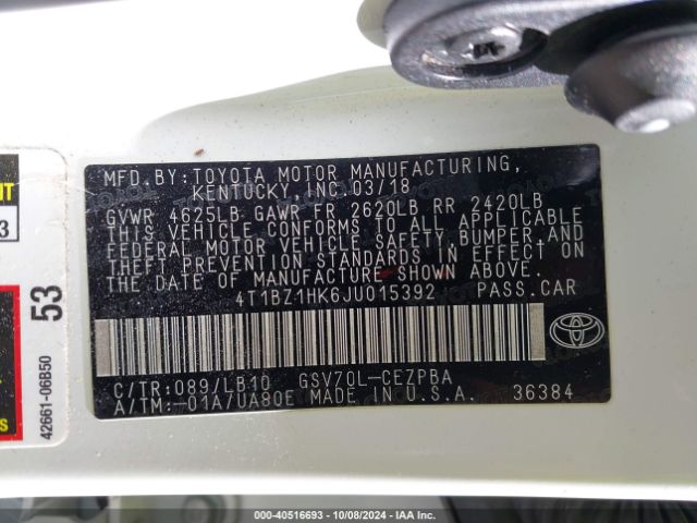 Photo 8 VIN: 4T1BZ1HK6JU015392 - TOYOTA CAMRY 