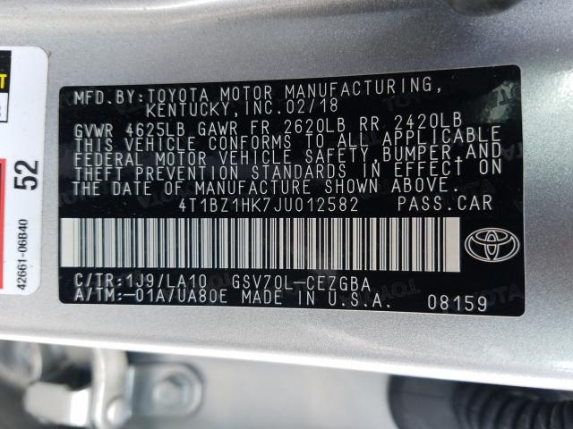 Photo 9 VIN: 4T1BZ1HK7JU012582 - TOYOTA CAMRY XSE 