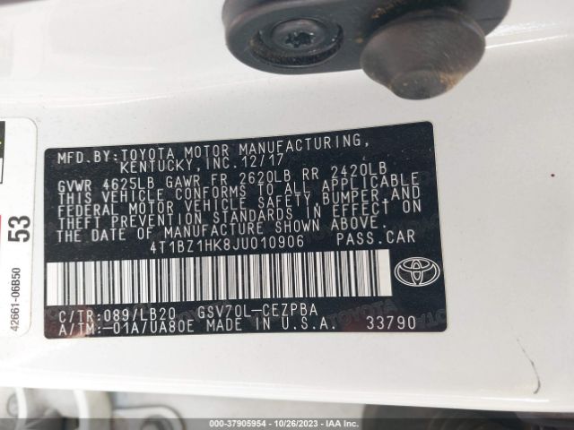 Photo 8 VIN: 4T1BZ1HK8JU010906 - TOYOTA CAMRY 