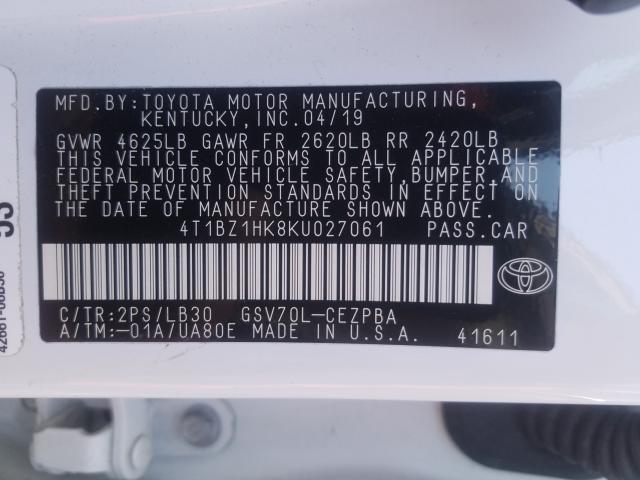 Photo 9 VIN: 4T1BZ1HK8KU027061 - TOYOTA CAMRY XSE 