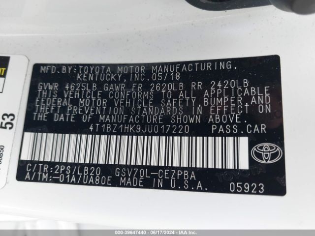 Photo 8 VIN: 4T1BZ1HK9JU017220 - TOYOTA CAMRY 