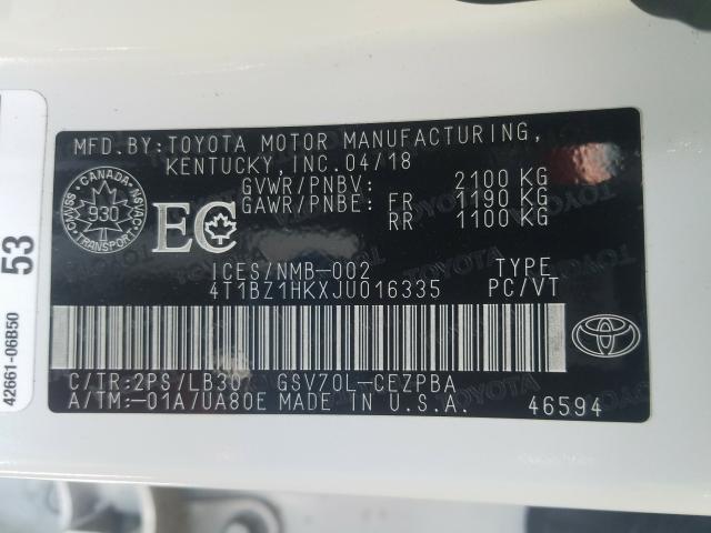 Photo 9 VIN: 4T1BZ1HKXJU016335 - TOYOTA CAMRY 