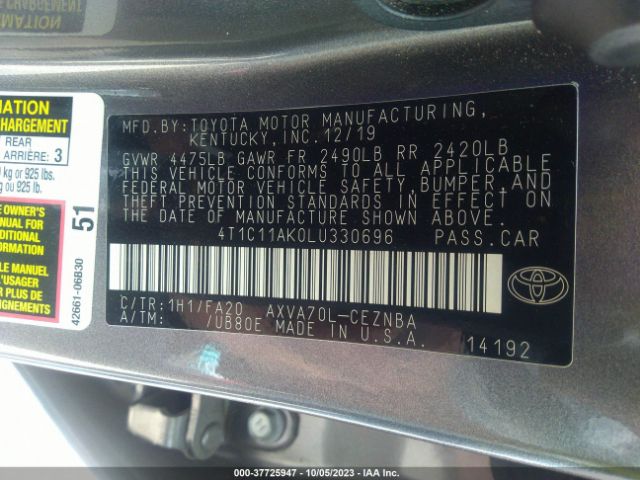 Photo 8 VIN: 4T1C11AK0LU330696 - TOYOTA CAMRY 