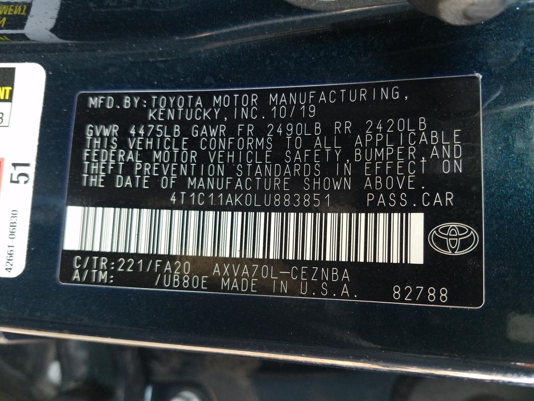 Photo 9 VIN: 4T1C11AK0LU883851 - TOYOTA CAMRY 