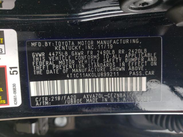 Photo 9 VIN: 4T1C11AK0LU899211 - TOYOTA CAMRY LE 