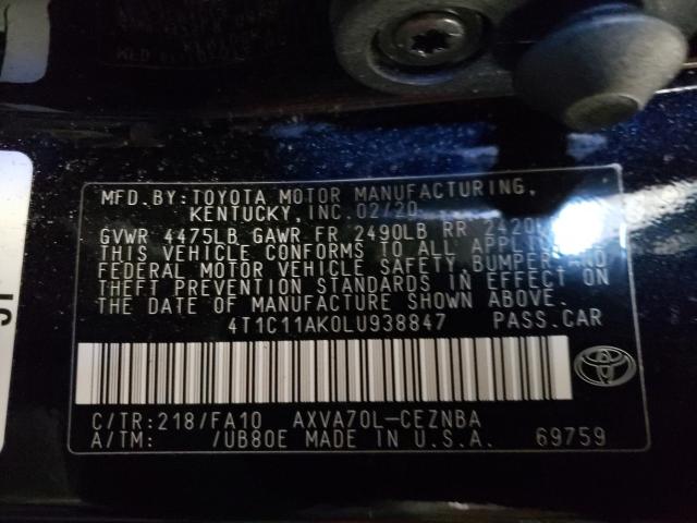 Photo 9 VIN: 4T1C11AK0LU938847 - TOYOTA CAMRY LE 