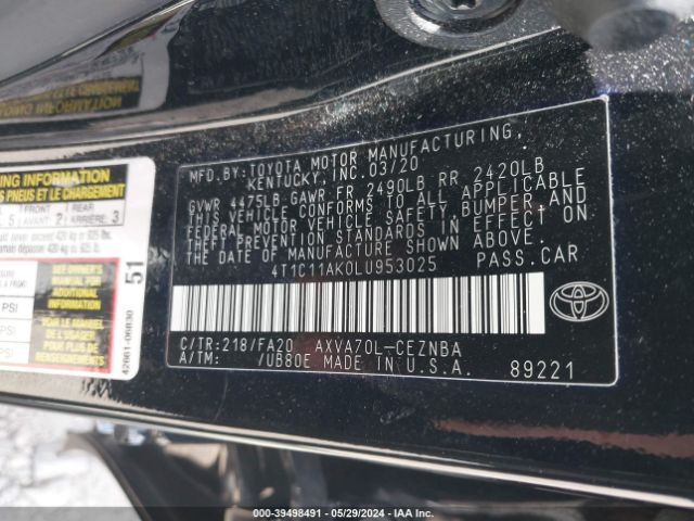 Photo 8 VIN: 4T1C11AK0LU953025 - TOYOTA CAMRY 