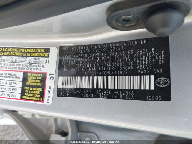 Photo 8 VIN: 4T1C11AK0MU441928 - TOYOTA CAMRY 