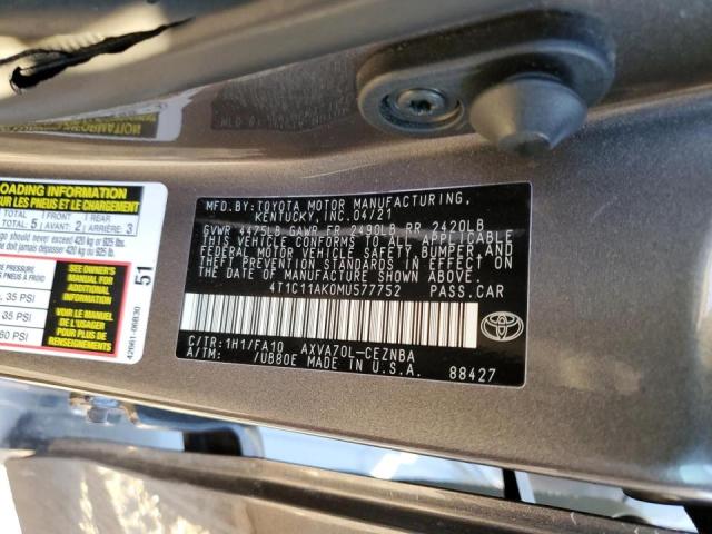 Photo 9 VIN: 4T1C11AK0MU577752 - TOYOTA CAMRY LE 