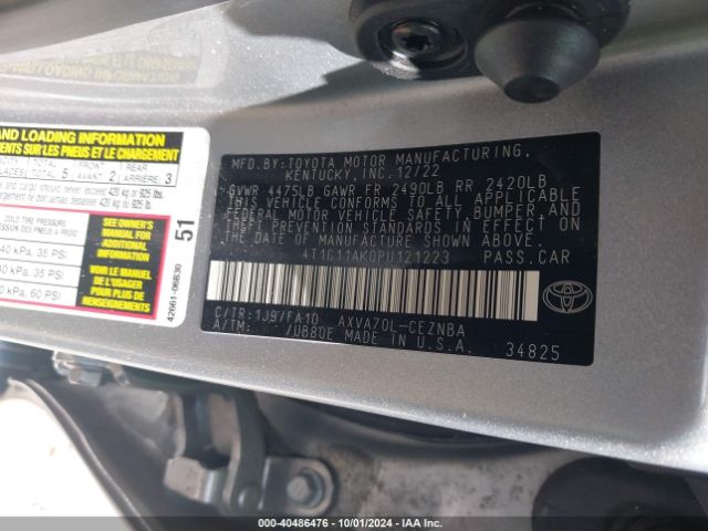 Photo 8 VIN: 4T1C11AK0PU121223 - TOYOTA CAMRY 