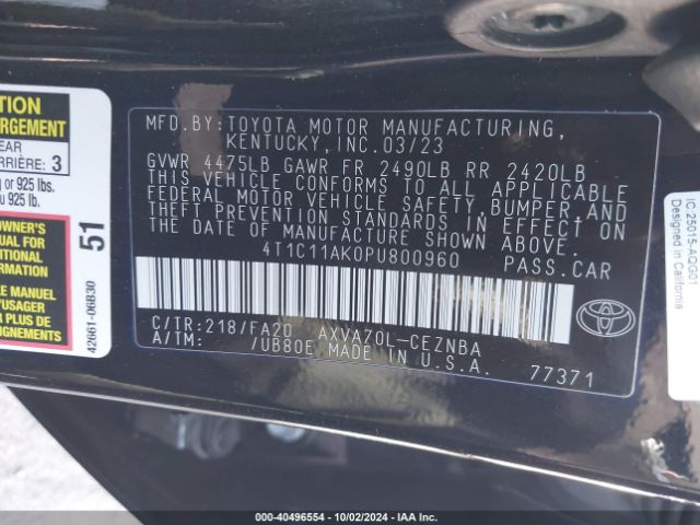 Photo 8 VIN: 4T1C11AK0PU800960 - TOYOTA CAMRY 