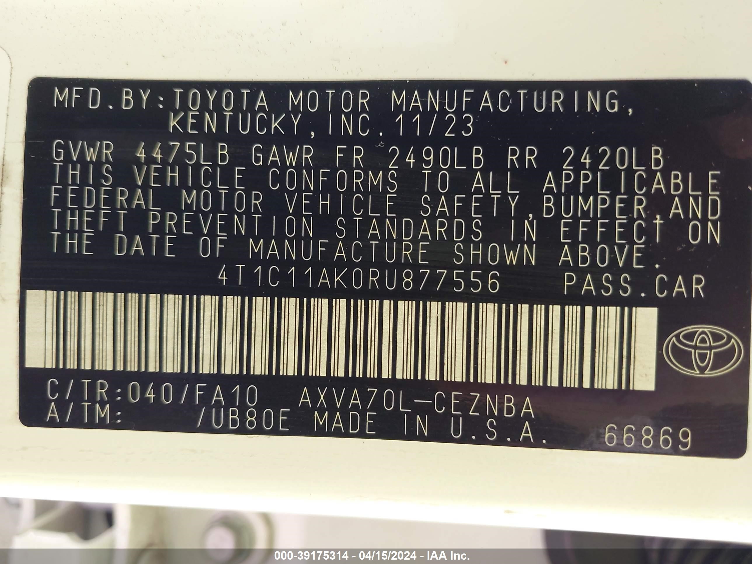 Photo 8 VIN: 4T1C11AK0RU877556 - TOYOTA CAMRY 