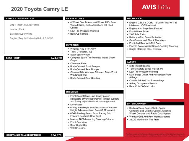 Photo 9 VIN: 4T1C11AK1LU313499 - TOYOTA CAMRY LE 