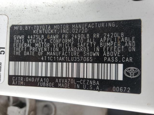 Photo 12 VIN: 4T1C11AK1LU357065 - TOYOTA CAMRY LE 