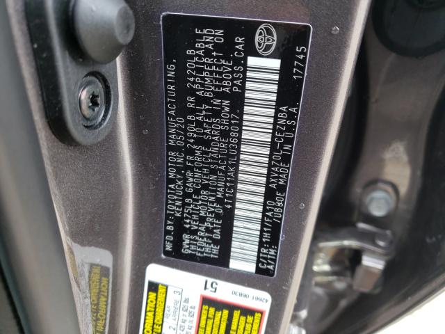 Photo 9 VIN: 4T1C11AK1LU368017 - TOYOTA CAMRY LE 