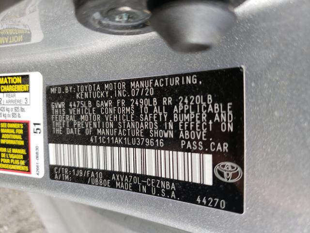 Photo 9 VIN: 4T1C11AK1LU379616 - TOYOTA CAMRY LE 