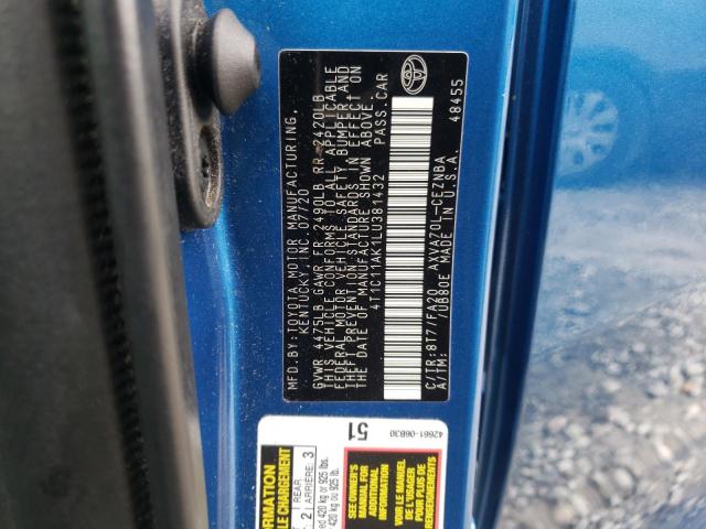 Photo 11 VIN: 4T1C11AK1LU381432 - TOYOTA CAMRY LE 