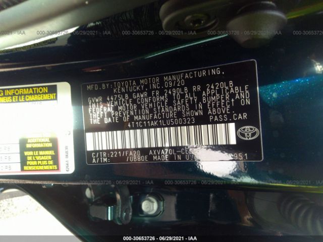 Photo 8 VIN: 4T1C11AK1LU500323 - TOYOTA CAMRY 