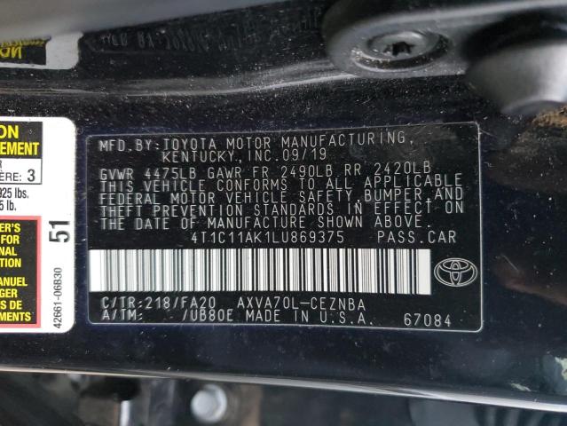 Photo 12 VIN: 4T1C11AK1LU869375 - TOYOTA CAMRY LE 