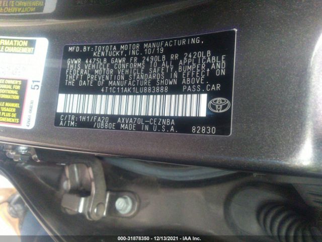 Photo 8 VIN: 4T1C11AK1LU883888 - TOYOTA CAMRY 