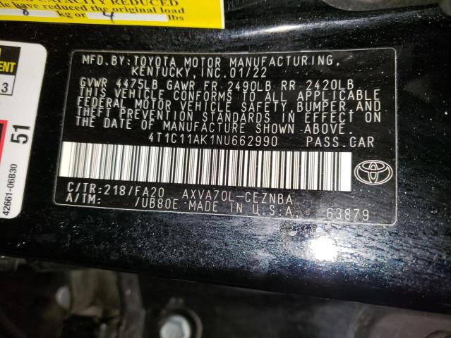 Photo 11 VIN: 4T1C11AK1NU662990 - TOYOTA CAMRY LE 