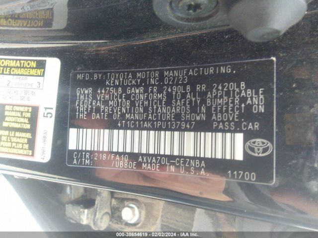 Photo 8 VIN: 4T1C11AK1PU137947 - TOYOTA CAMRY 