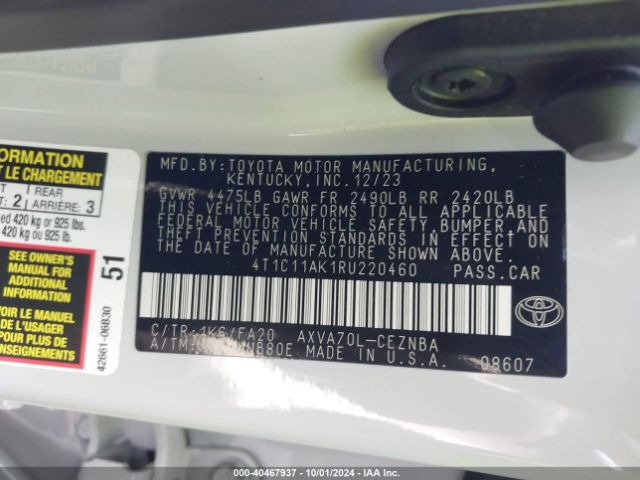 Photo 8 VIN: 4T1C11AK1RU220460 - TOYOTA CAMRY 