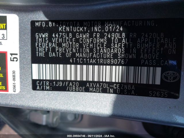 Photo 8 VIN: 4T1C11AK1RU890767 - TOYOTA CAMRY 