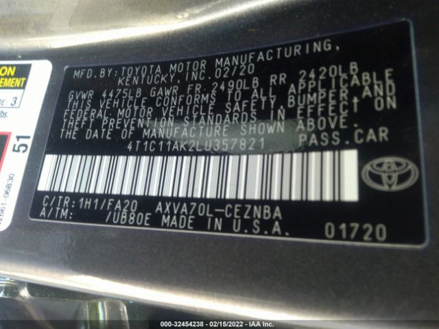 Photo 8 VIN: 4T1C11AK2LU357821 - TOYOTA CAMRY 