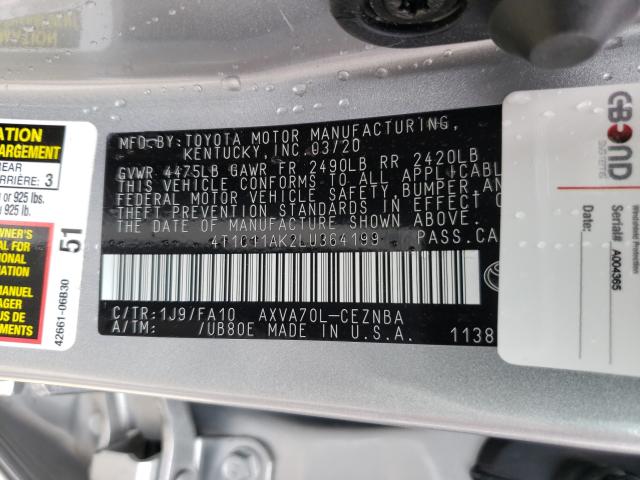 Photo 9 VIN: 4T1C11AK2LU364199 - TOYOTA CAMRY LE 