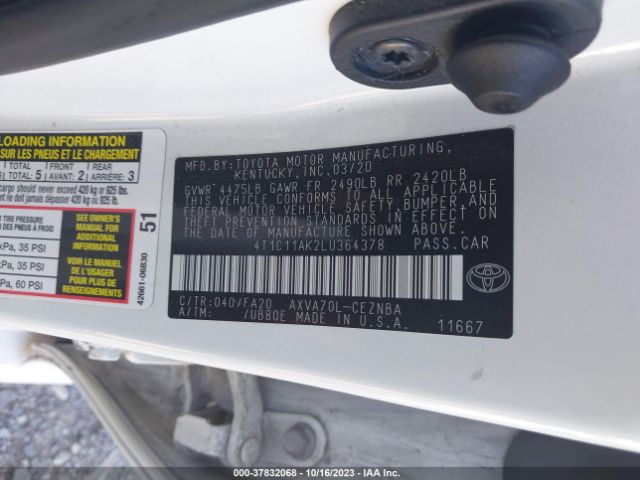 Photo 8 VIN: 4T1C11AK2LU364378 - TOYOTA CAMRY 