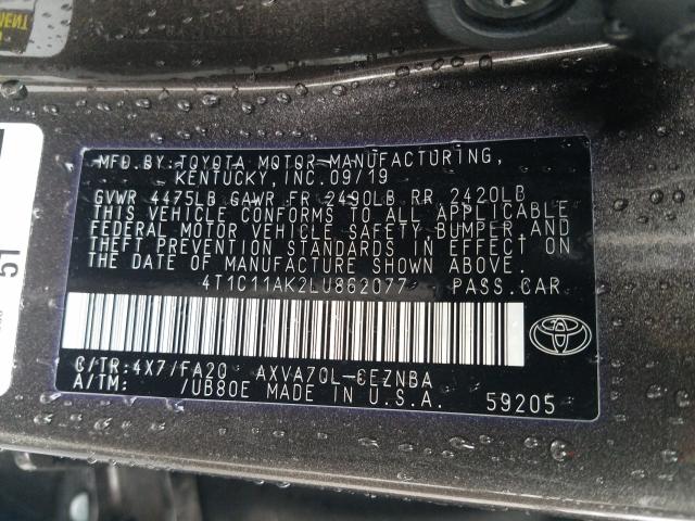 Photo 9 VIN: 4T1C11AK2LU862077 - TOYOTA CAMRY 