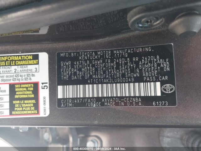 Photo 8 VIN: 4T1C11AK2LU900049 - TOYOTA CAMRY 