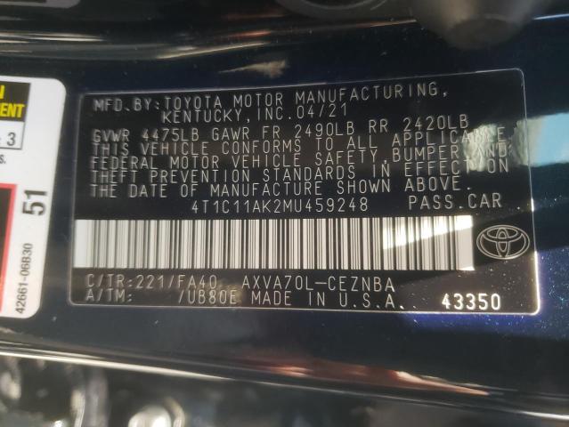 Photo 11 VIN: 4T1C11AK2MU459248 - TOYOTA CAMRY LE 