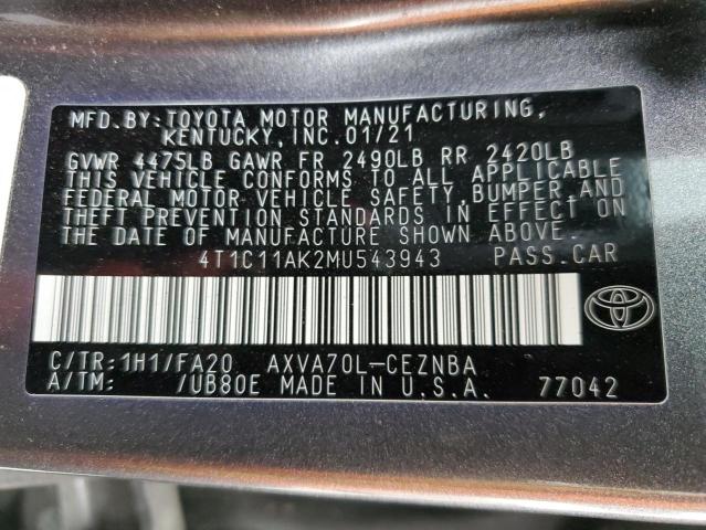 Photo 12 VIN: 4T1C11AK2MU543943 - TOYOTA CAMRY LE 