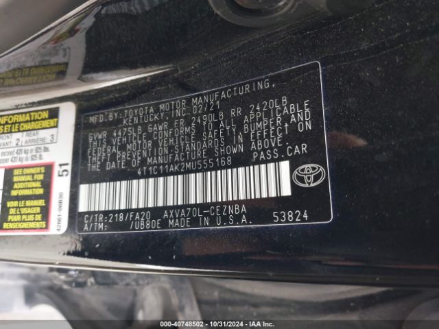 Photo 8 VIN: 4T1C11AK2MU555168 - TOYOTA CAMRY 