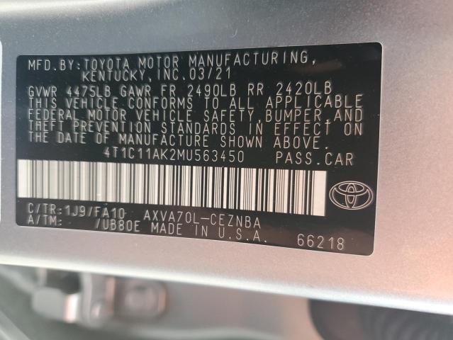 Photo 11 VIN: 4T1C11AK2MU563450 - TOYOTA CAMRY LE 