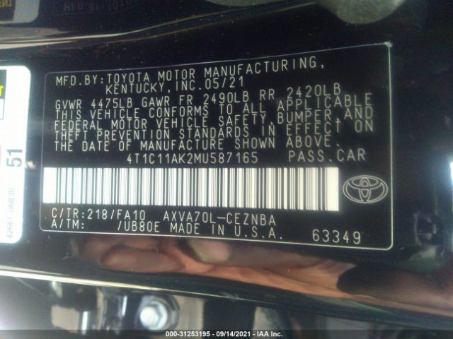 Photo 8 VIN: 4T1C11AK2MU587165 - TOYOTA CAMRY 