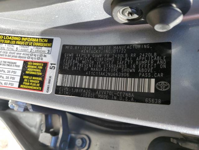 Photo 11 VIN: 4T1C11AK2NU663906 - TOYOTA CAMRY LE 