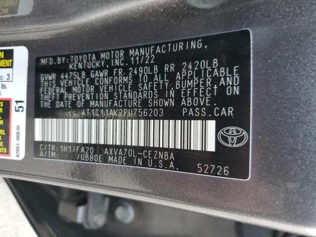 Photo 12 VIN: 4T1C11AK2PU756203 - TOYOTA CAMRY LE 