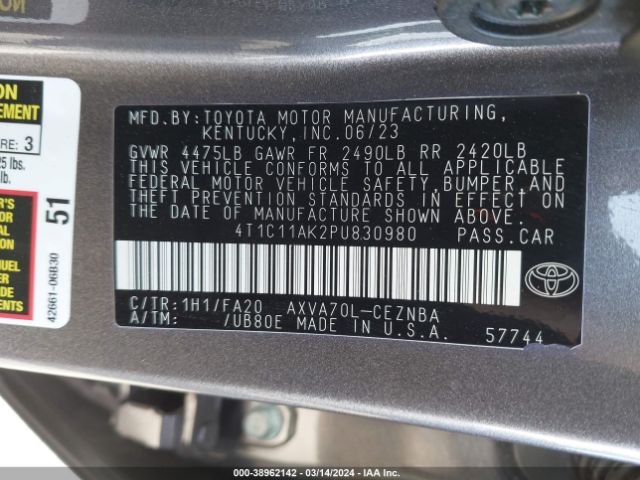 Photo 8 VIN: 4T1C11AK2PU830980 - TOYOTA CAMRY 