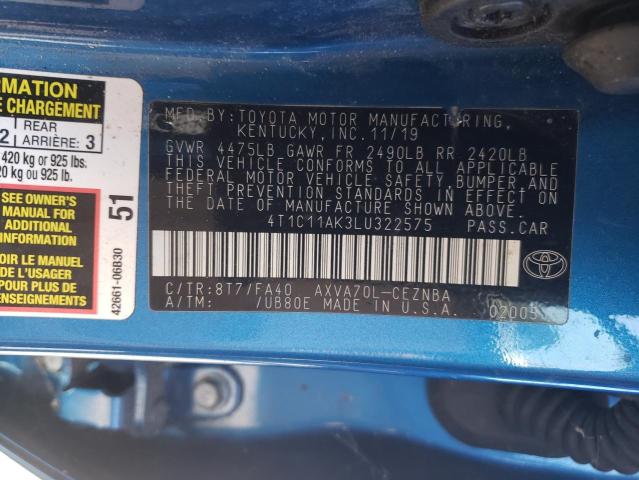 Photo 11 VIN: 4T1C11AK3LU322575 - TOYOTA CAMRY LE 